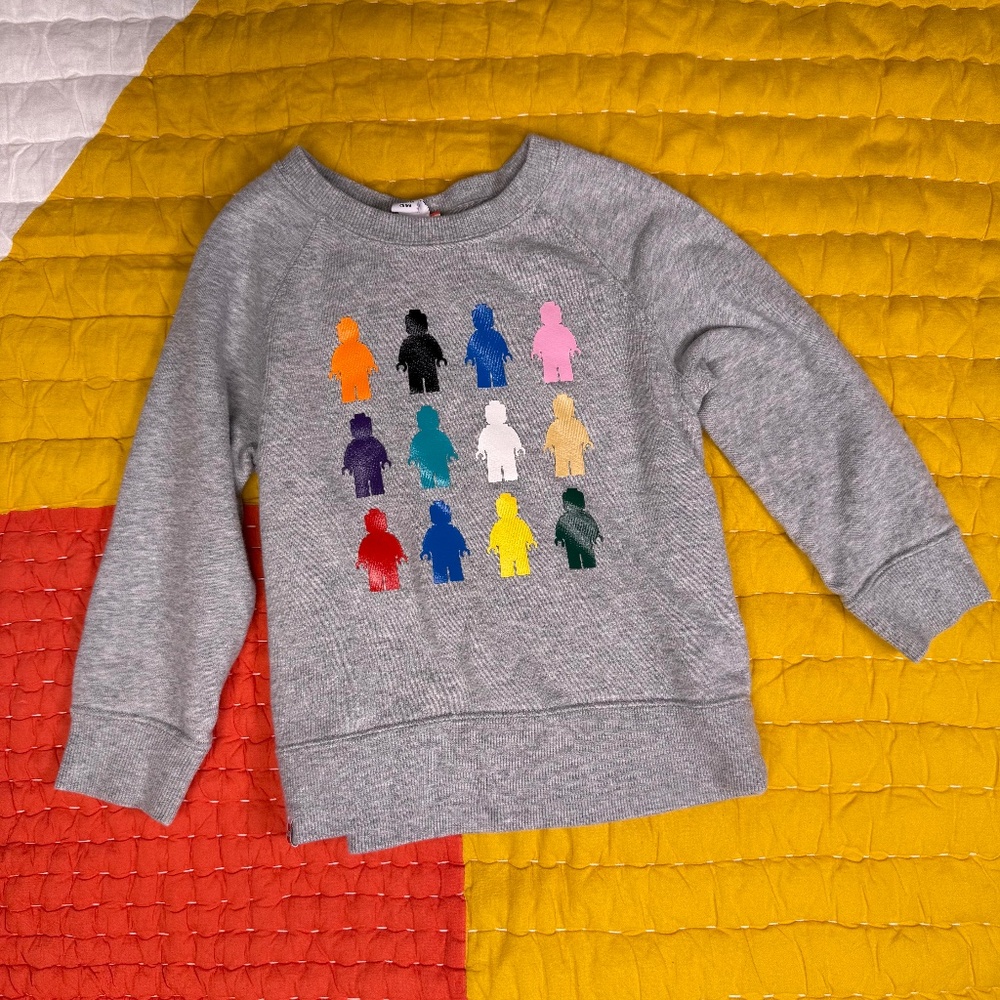 Lego Gray Sweatshirt with Colorful Minifigures